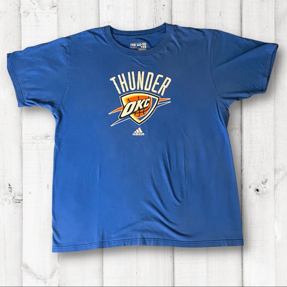 ADIDAS Men's Large Blue Oklahoma City Thunder Go-To Cotton T-Shirt
